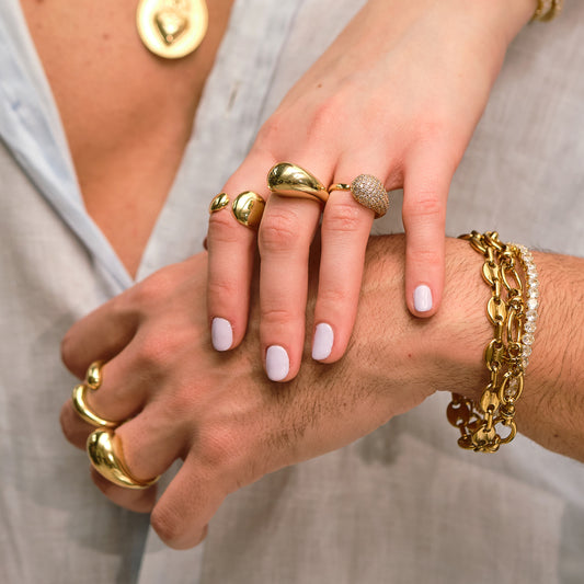 Anello Goccia bombato aperto, placcato in oro 18k