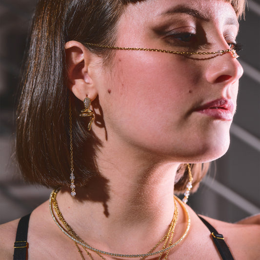 Orecchini a cerchio con Serpente a spirale, con Zirconia Cubica placcati in oro 18k