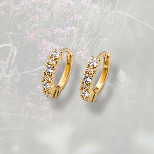 Orecchini a cerchietto minimal con Zirconia cubica bianca e colorata, placcati in oro 18k