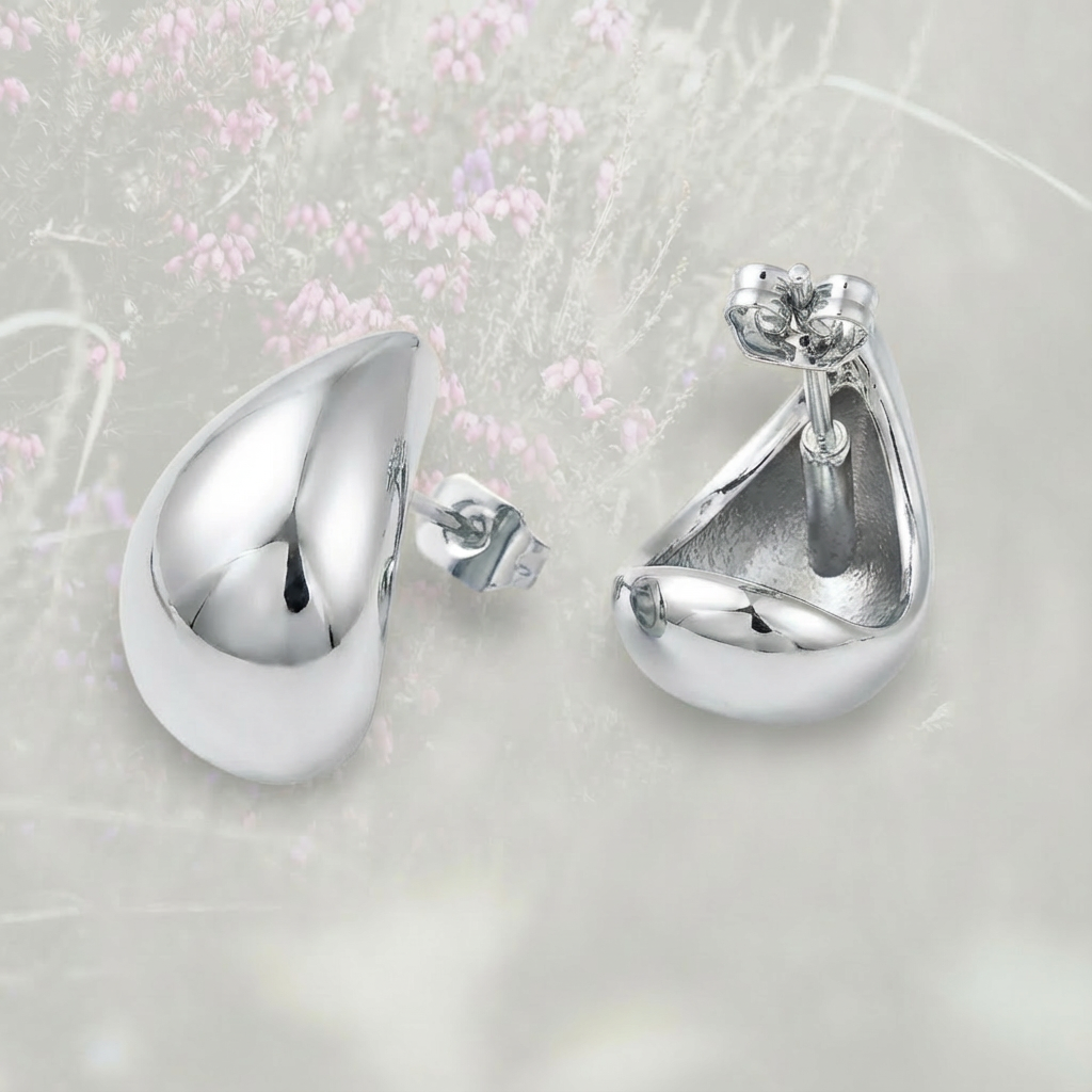 Orecchini a bottone a goccia, placcati in oro 18k o platino