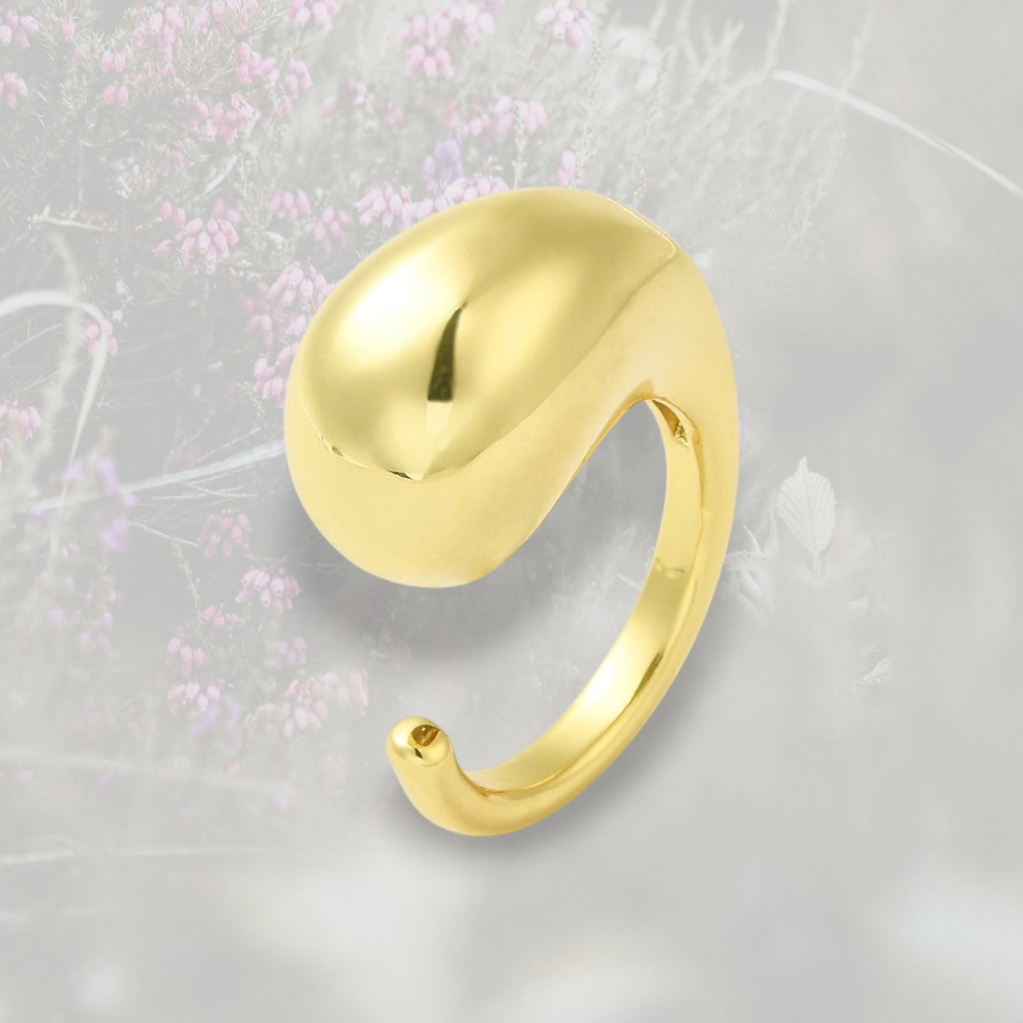 Anello Goccia bombato grande, placcato in oro o platino