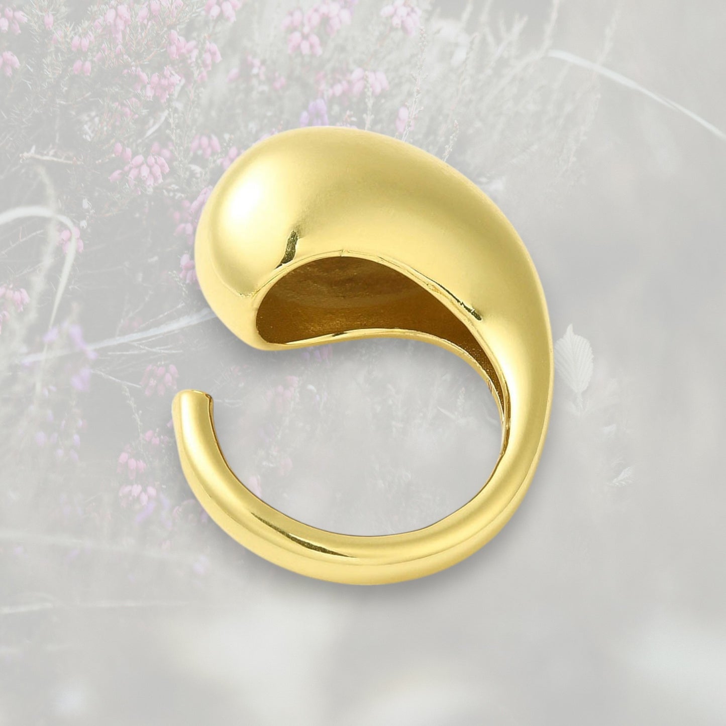 Anello Goccia bombato grande, placcato in oro o platino