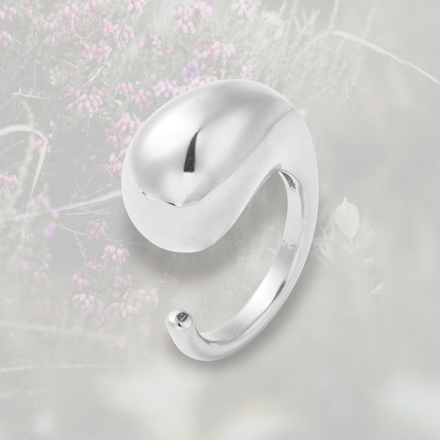 Anello Goccia bombato grande, placcato in oro o platino