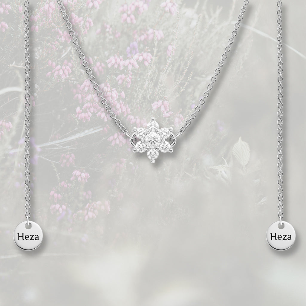 Catena per il viso con centrale a fiore in Zirconia Cubica e tag finali, placcata in oro 18k o platino