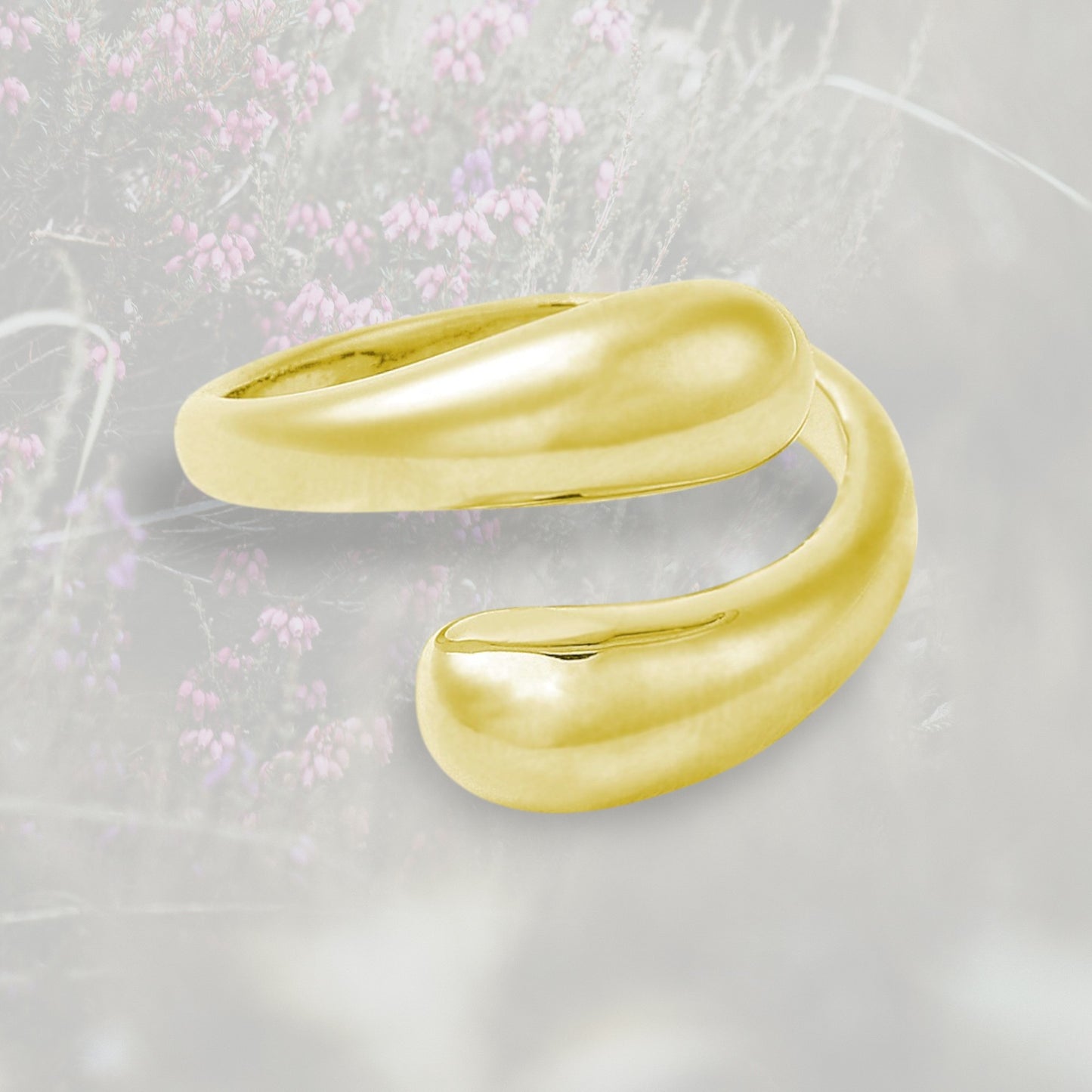 Anello Goccia bombato contrariè, placcato in oro o platino