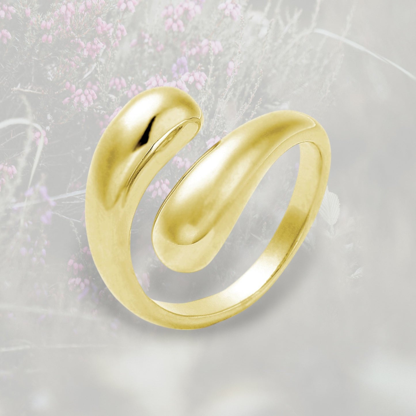 Anello Goccia bombato contrariè, placcato in oro o platino