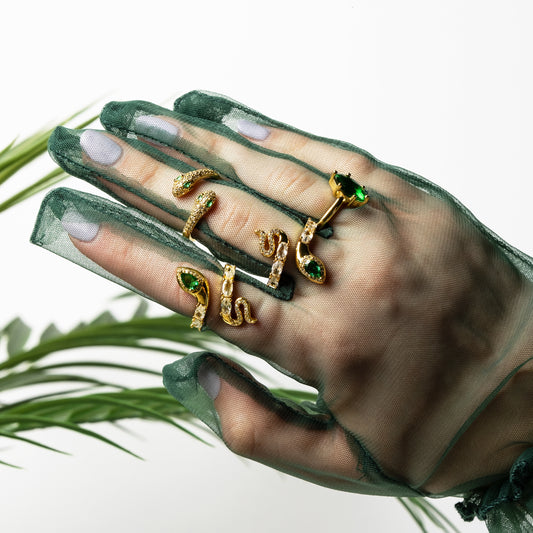 Anello Serpente Contrariè, con Zirconia Cubica placcato oro