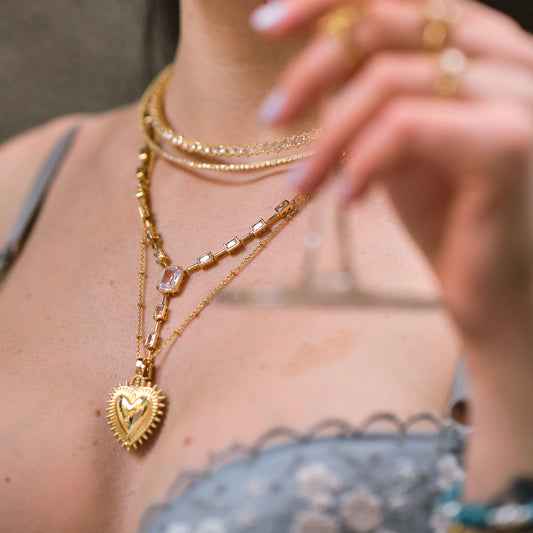 Collana pendente Cuore Sacro / Ex Voto placcata in oro
