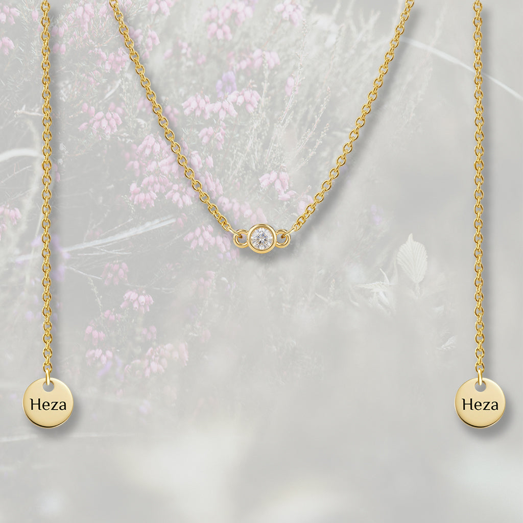 Catena per il viso con centrale in Zirconia Cubica taglio tondo e tag finali, placcata in oro 18k o platino