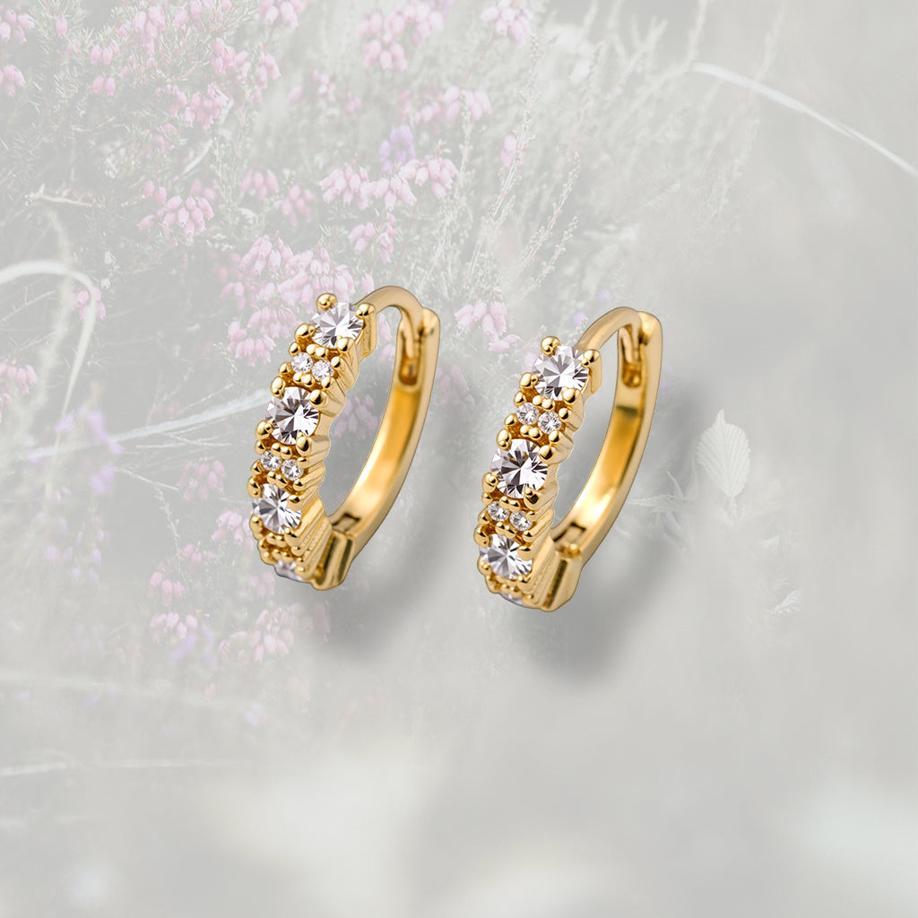 Orecchini a cerchietto minimal con Zirconia cubica bianca e colorata, placcati in oro 18k