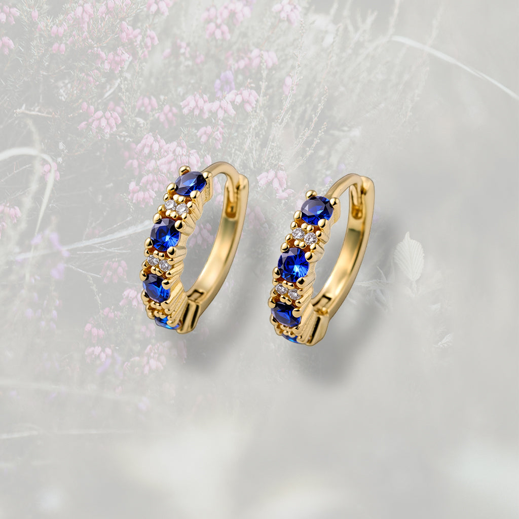 Orecchini a cerchietto minimal con Zirconia cubica bianca e colorata, placcati in oro 18k