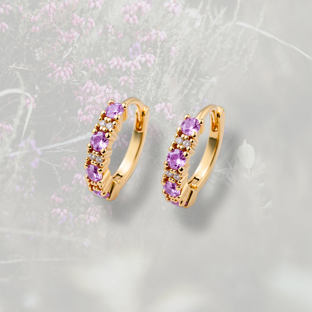 Orecchini a cerchietto minimal con Zirconia cubica bianca e colorata, placcati in oro 18k