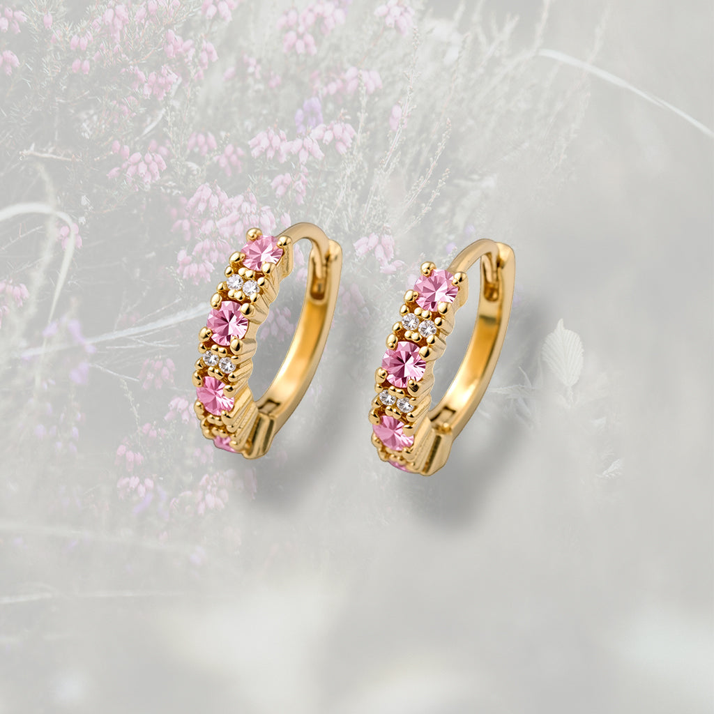 Orecchini a cerchietto minimal con Zirconia cubica bianca e colorata, placcati in oro 18k