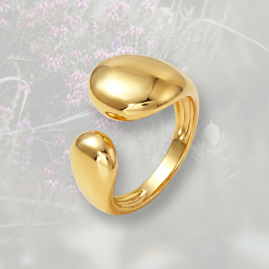 Anello Goccia bombato aperto, placcato in oro 18k