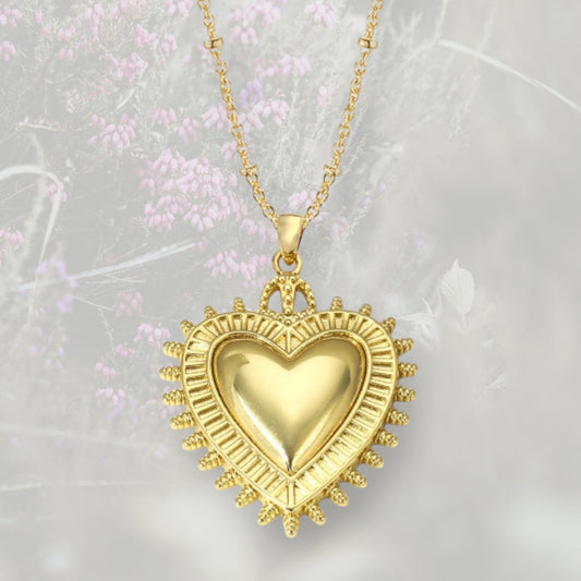 Collana pendente Cuore Sacro / Ex Voto placcata in oro