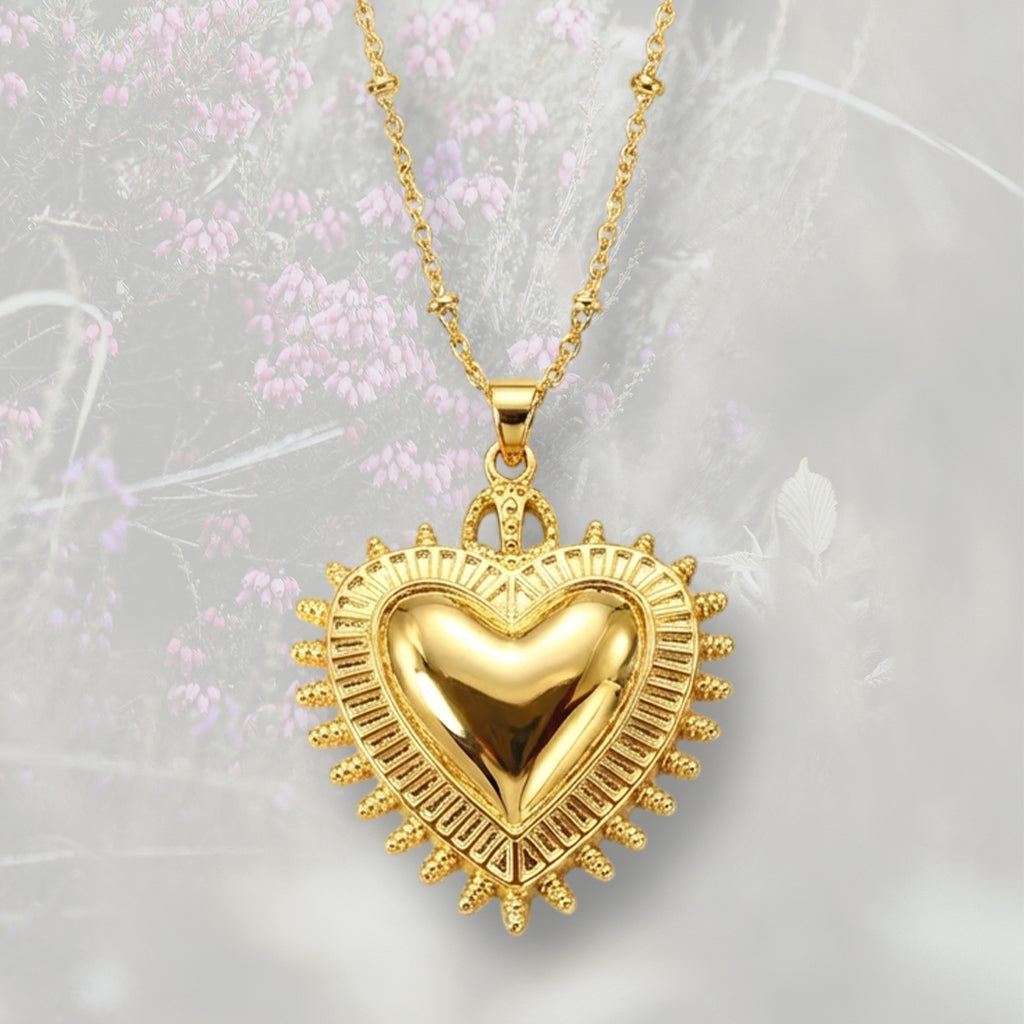Collana pendente Cuore Sacro / Ex Voto placcata in oro 18k