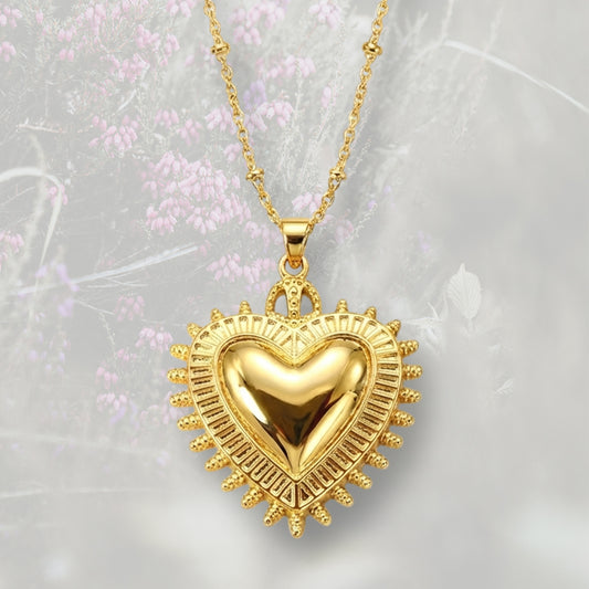Collana pendente Cuore Sacro / Ex Voto placcata in oro 18k