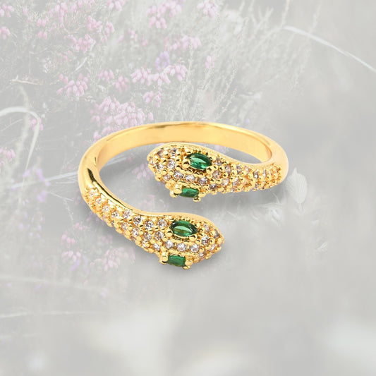 Anello Serpente Contrariè, con Zirconia Cubica placcato oro
