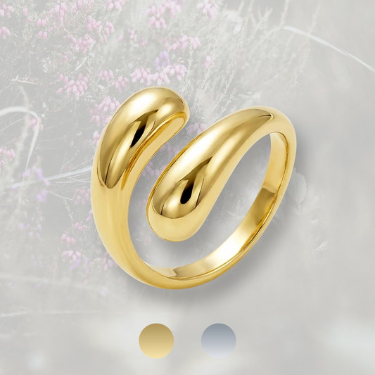 Anello Goccia bombato contrariè, placcato in oro 18k o platino