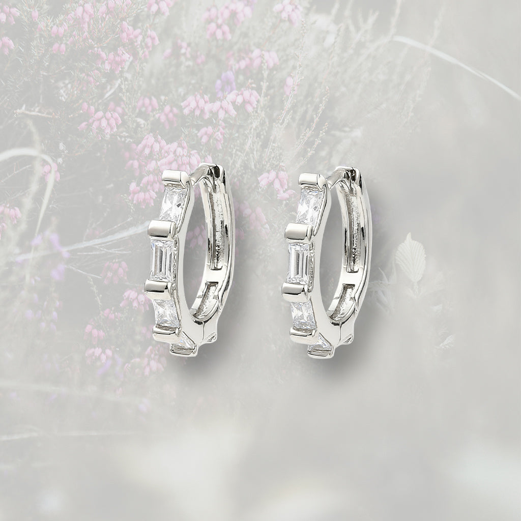 Cerchietti placcati in platino con Zirconia Cubica taglio baguette