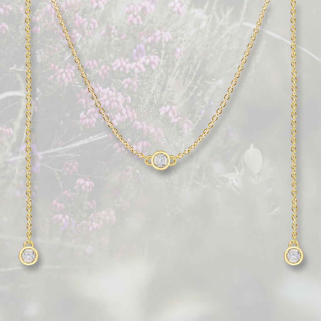 Catena per il viso con Zirconia Cubica taglio tondo, placcata in oro 18k