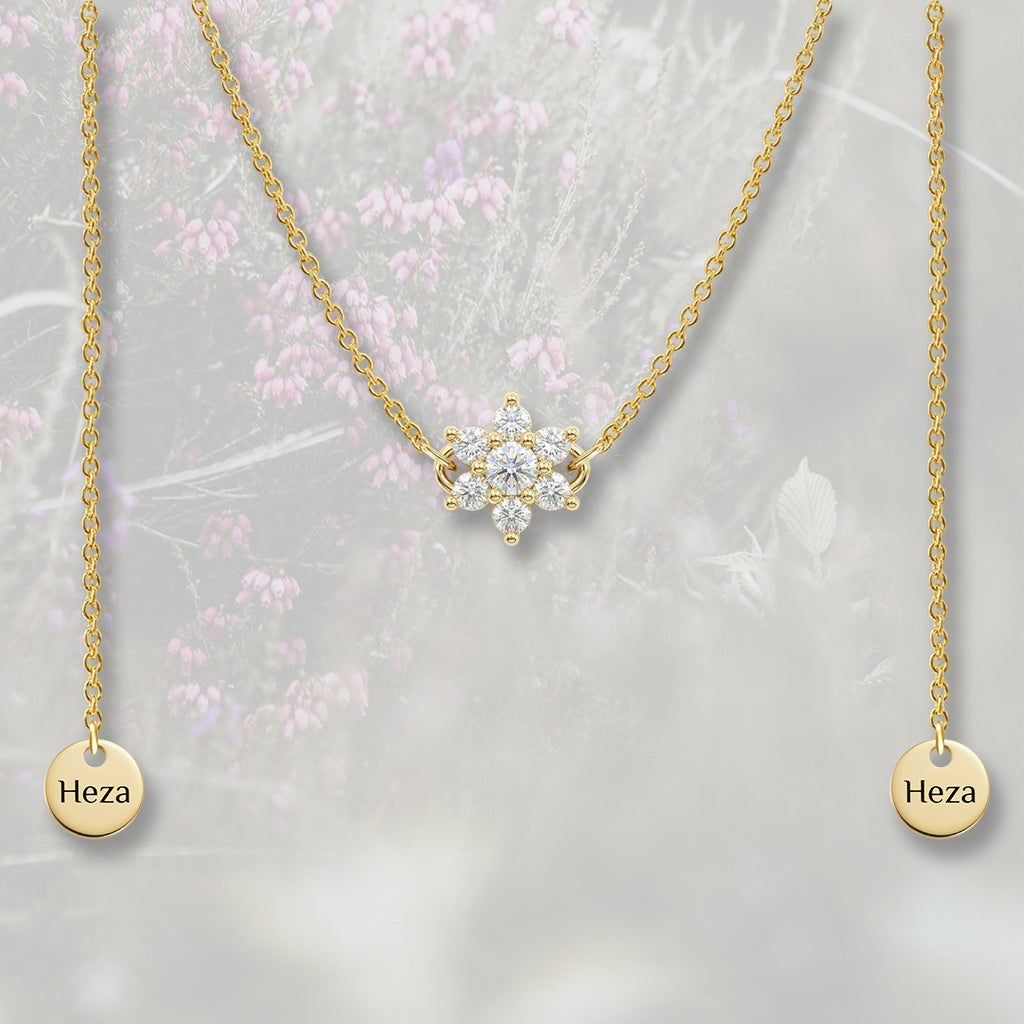 Catena per il viso con centrale a fiore in Zirconia Cubica e tag finali, placcata in oro 18k o platino