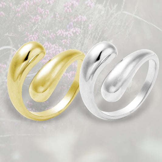 Anello Goccia bombato contrariè, placcato in oro o platino