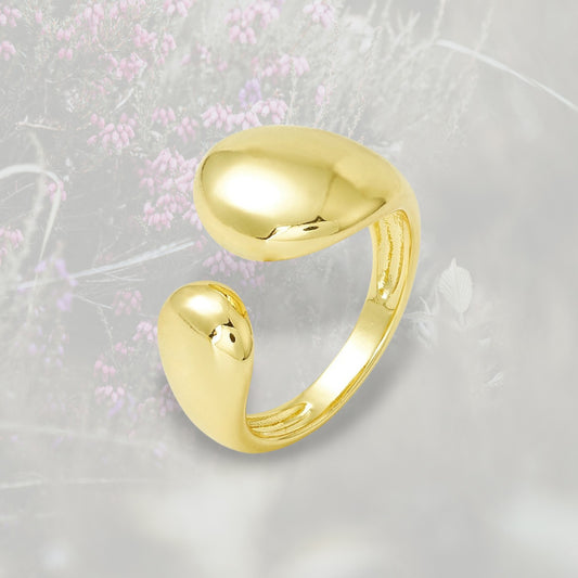 Anello Goccia bombato aperto, placcato in oro