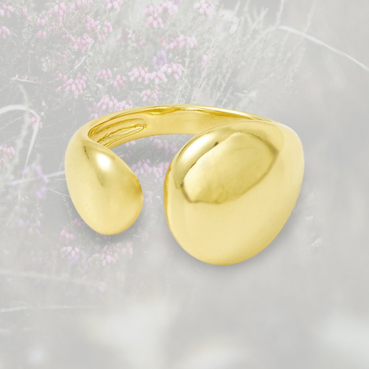 Anello Goccia bombato aperto, placcato in oro