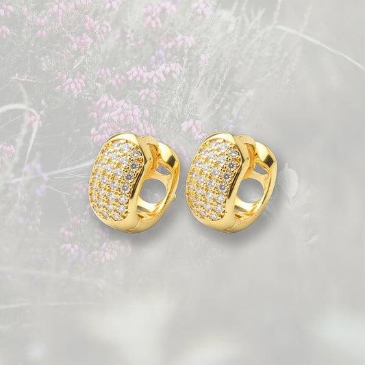Cerchietti mini in pavè di Zirconia Cubica, placcati oro 18k